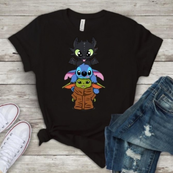 Toothless stitch baby Yoda women's tee - Picture 1 of 1